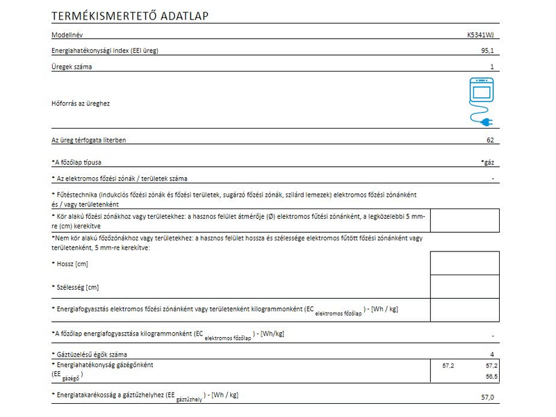 GORENJE K5341WJ Kombinált tűzhely