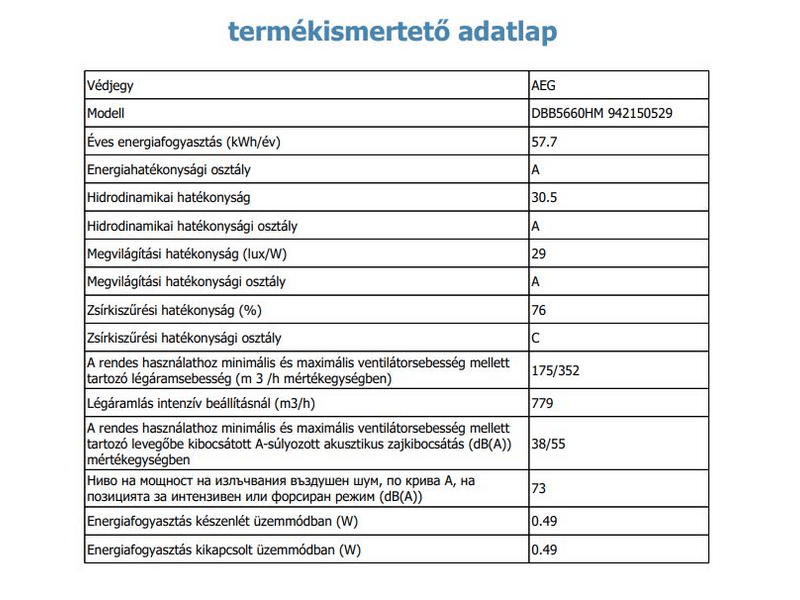 AEG DBB5660HM Kürtős páraelszívó