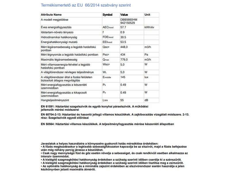AEG DBB5660HM Kürtős páraelszívó