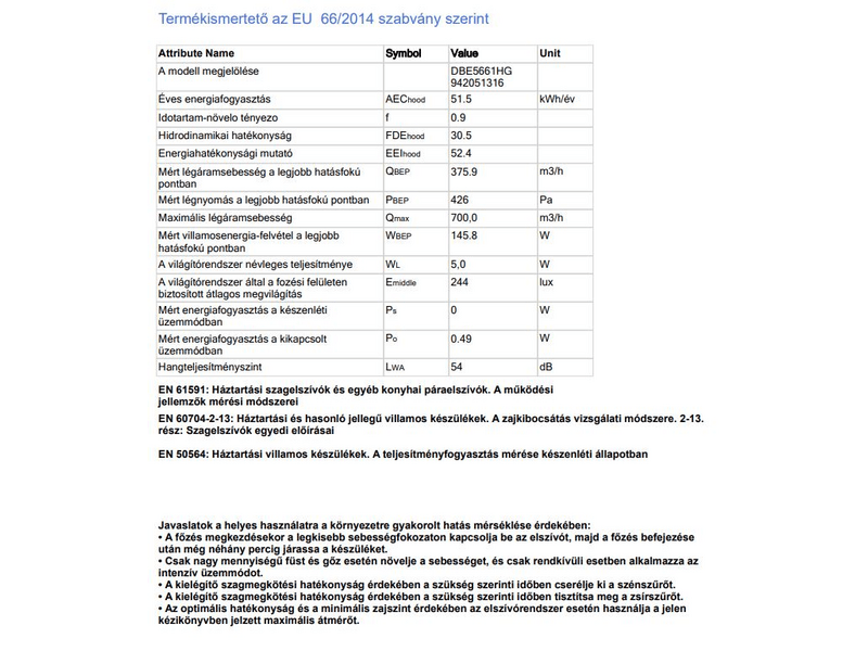 AEG DBE5661HG Kürtős páraelszívó, Hob2Hood, 4 fokozat, 60 cm