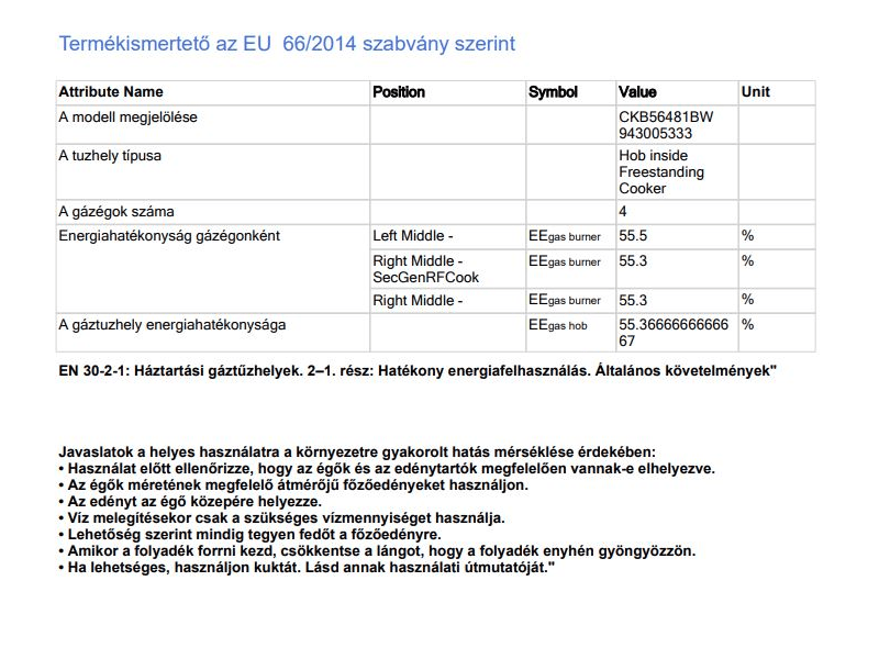 AEG CKB56481BW PlusSteam Kombinált tűzhely