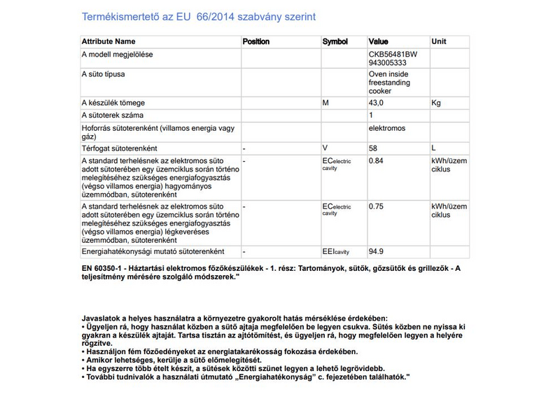 AEG CKB56481BW PlusSteam Kombinált tűzhely