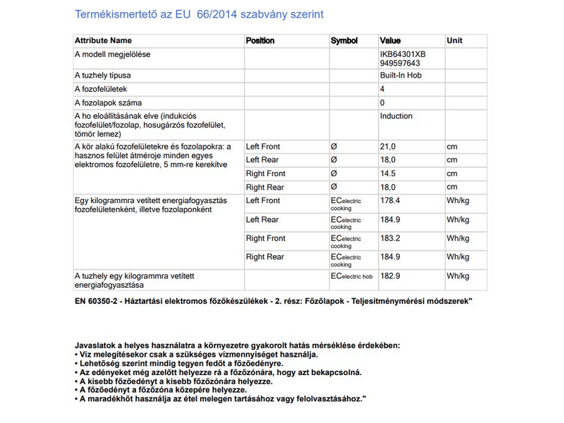AEG IKB64301XB Beépíthető indukciós főzőlap, Hob2Hood, 60 cm