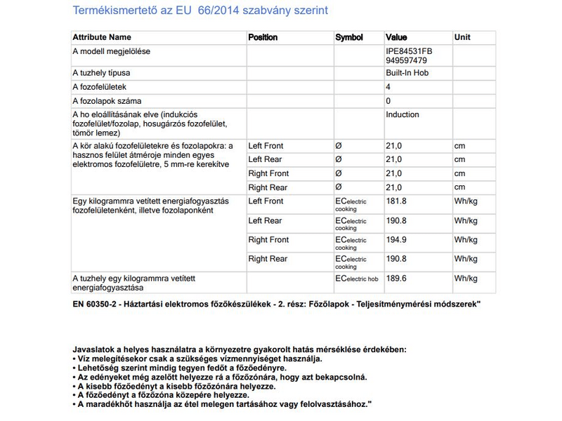 AEG IPE84531FB Beépíthető indukciós főzőlap, Hob2Hood, 80 cm