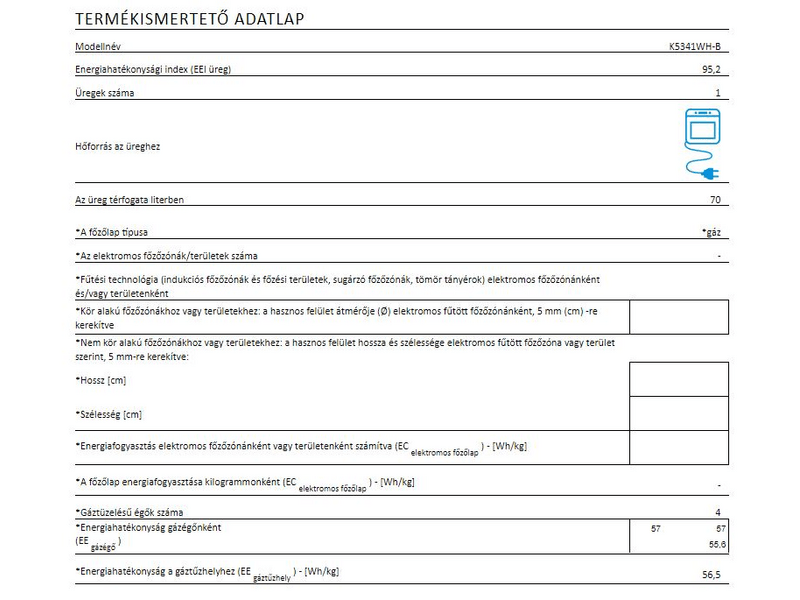 GORENJE K5341WH-B Kombinált tűzhely