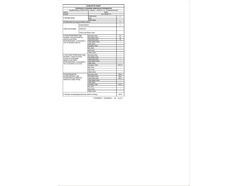 Beko HIC 85502 TX Beépíthető kerámia főzőlap