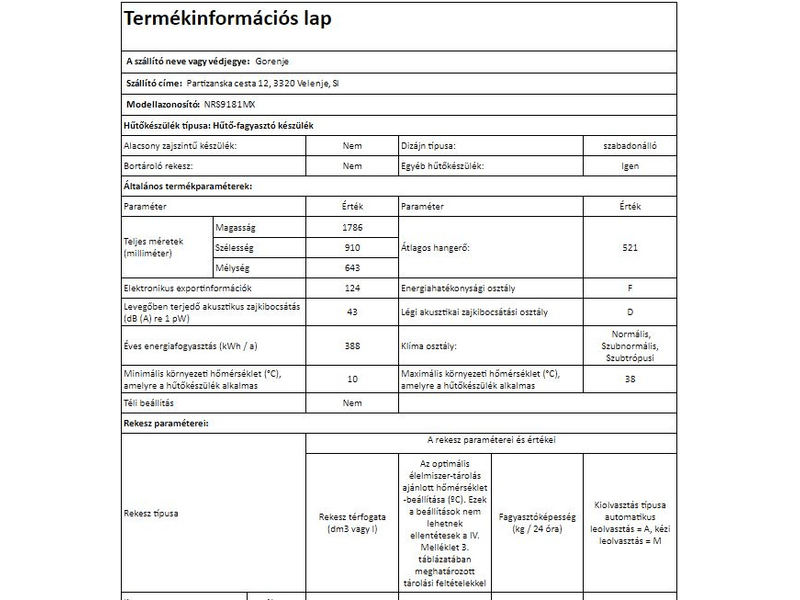 GORENJE NRS9181MX Side by Side hűtőszekrény
