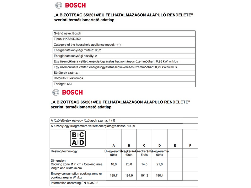 BOSCH HKS59D250 Villanytűzhely