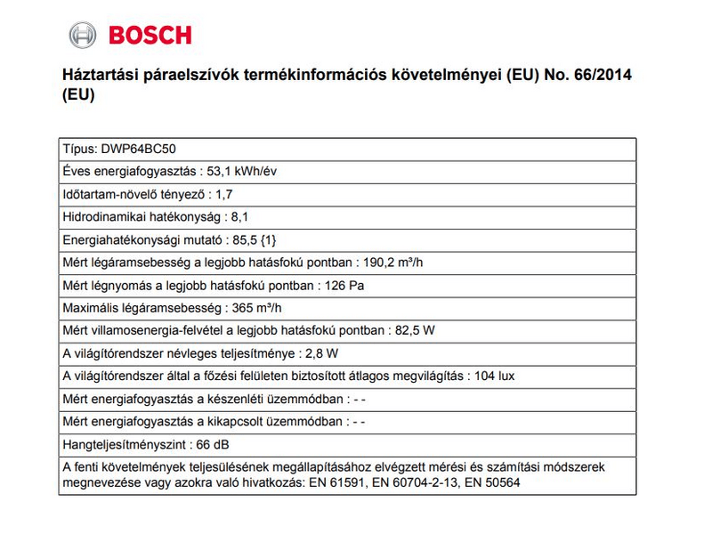 BOSCH DWP64BC50 Fali páraelszívó