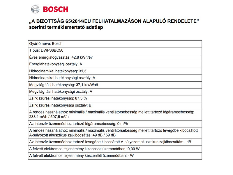 Bosch DWP66BC50 Fali páraelszívó