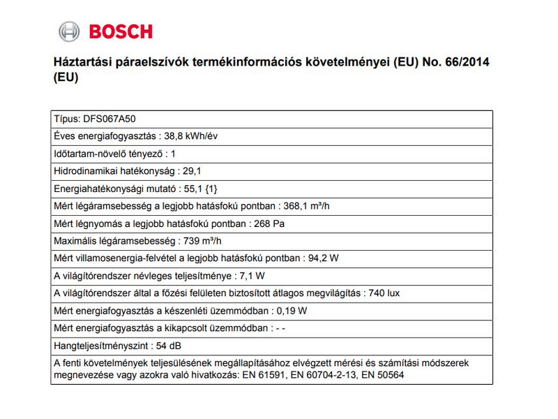 BOSCH DFS067A50 Beépíthető teleszkópos páraelszívó