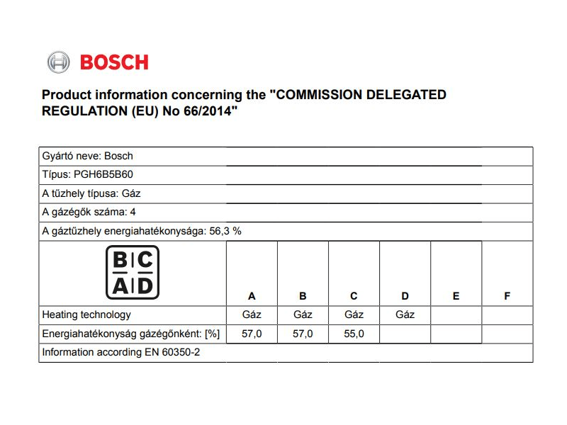 Bosch PGH6B5B60 Beépíthető gáz főzőlap