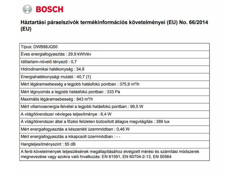 Bosch DWB98JQ50 Kürtős páraelszívó