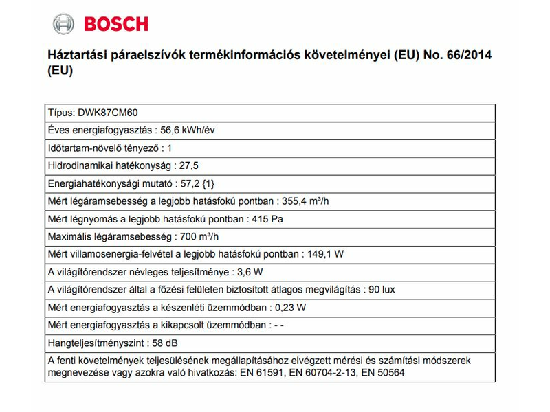 Bosch DWK87CM60 Fali páraelszívó