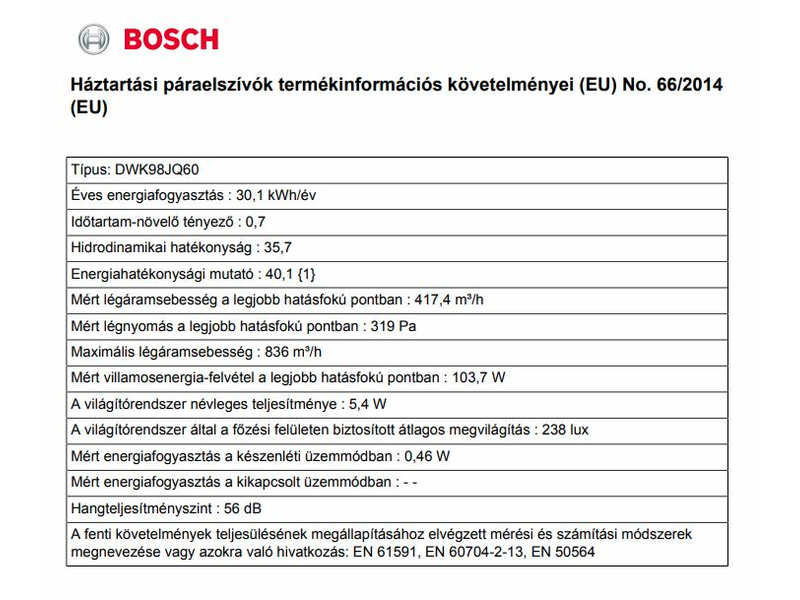 Bosch DWK98JQ60 Kürtős páraelszívó
