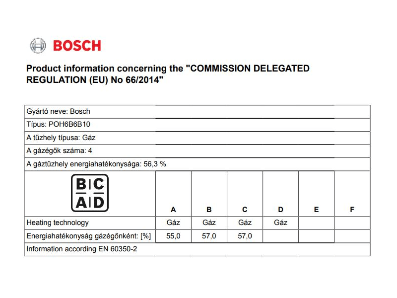 Bosch POH6B6B10 Beépíthető gáz főzőlap