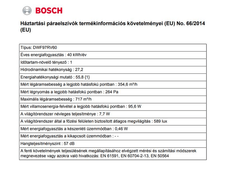 Bosch DWF97RV60 Fali páraelszívó