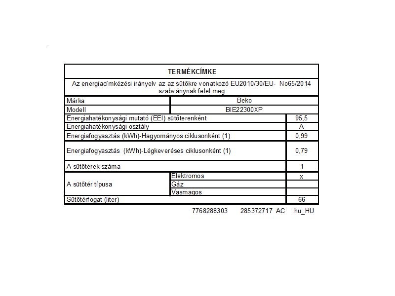 BEKO BIE 22300 XP Beépíthető sütő