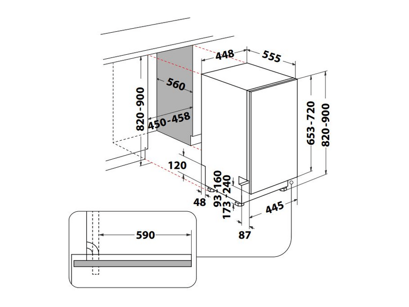 Whirlpool WSIO 3O34 PFE X Beépíthető integrált mosogatógép