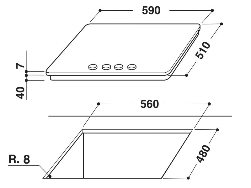 Whirlpool GMA 6422/IX Beépíthető gáz főzőlap