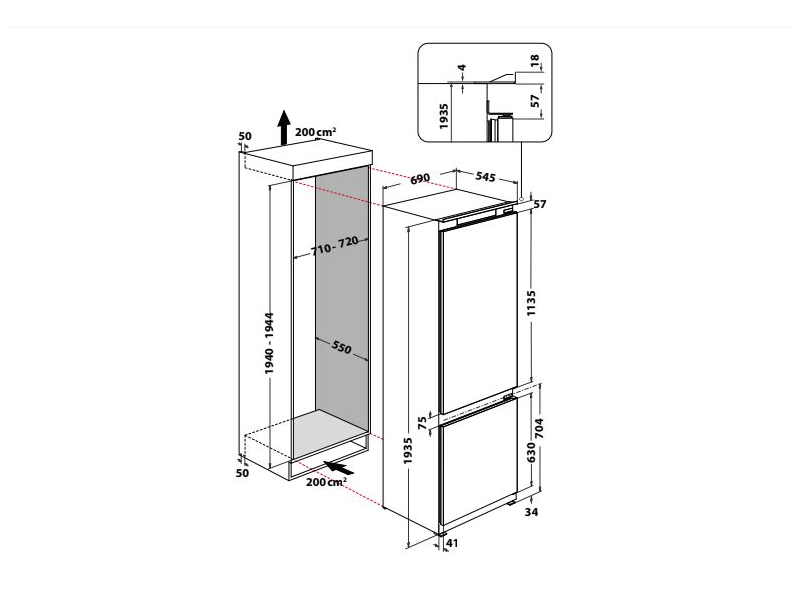 Whirlpool SP40 802 EU 2 Beépíthető alulfagyasztós hűtőszekrény