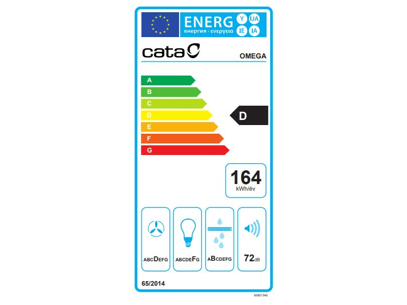 Cata Omega 600 BK/L Fali páraelszívó, fekete