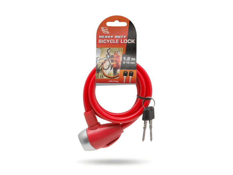 Wheel Zone 57077RD Kerékpár sodrony lakat, piros