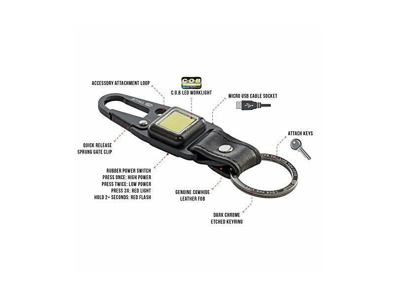 True Utility Cliplite TU918 Kulcstartó karabiner és tölthető lámpa