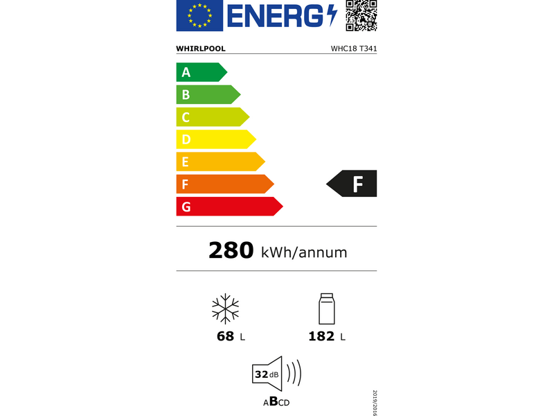 Whirlpool WHC18 T341 Beépíthető alulfagyasztós hűtőszekrény