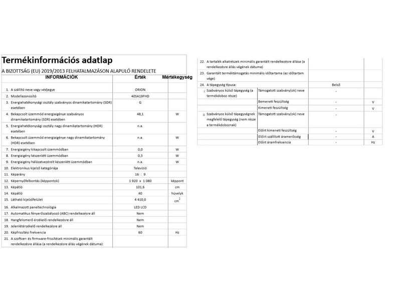 Orion 40SA19FHD Smart FULL HD LED Tv