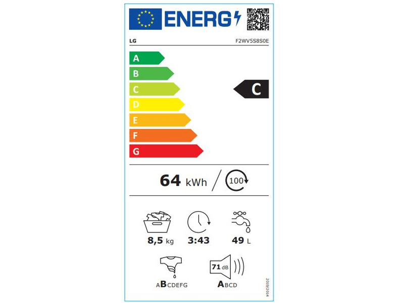 LG F2WV5S8S0E elöltöltős mosógép, keskeny