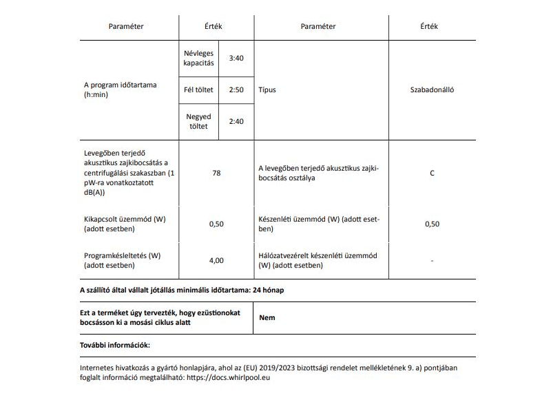 Whirlpool EFFD 9458 BV HU elöltöltős mosógép