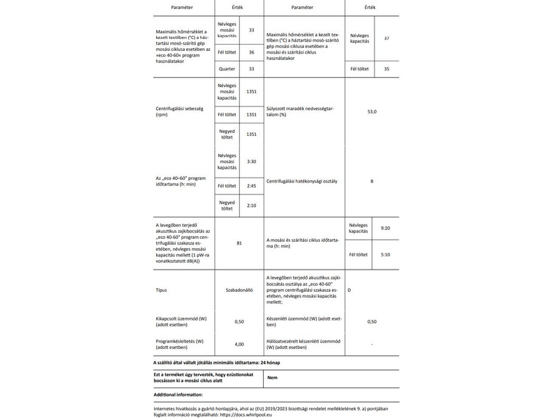 Whirlpool FWDG 861483E WV EU N Mosó- és szárítógép