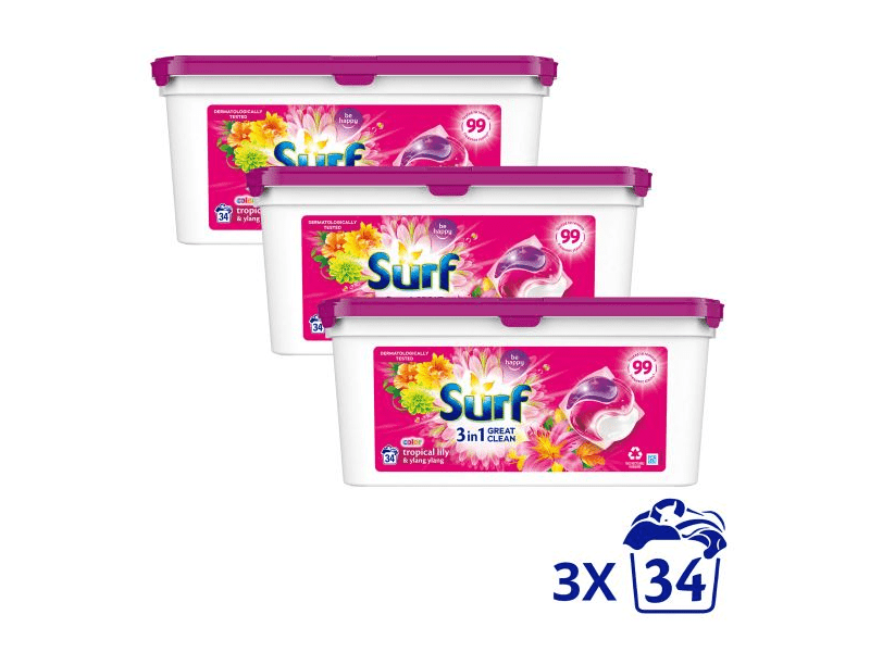 Surf Tropical mosókapszula, 3x34 db