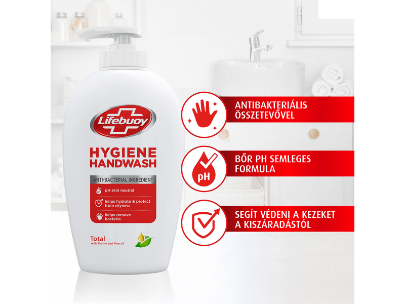 Lifebuoy Total folyékony szappan antibakteriális összetevőkkel, 250 ml