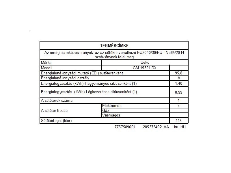Beko GM 15321 DX Kombinált tűzhely