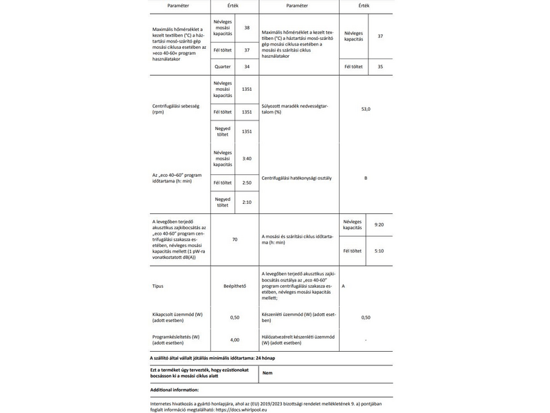 Whirlpool BI WDWG 961484 EU Beépíthető mosó-szárítógép