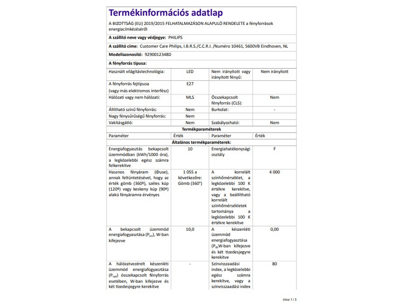 Philips 195969 LED izzó E27