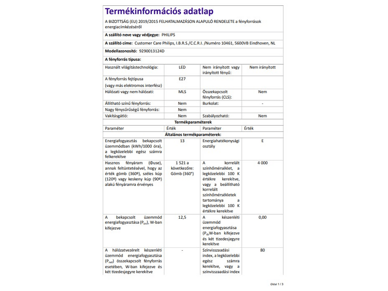 Philips 195970 LED izzó E27