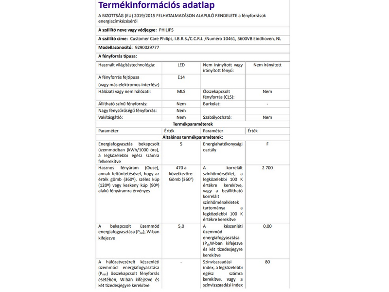 Philips 195980 E14 LED izzó (8718699772390)