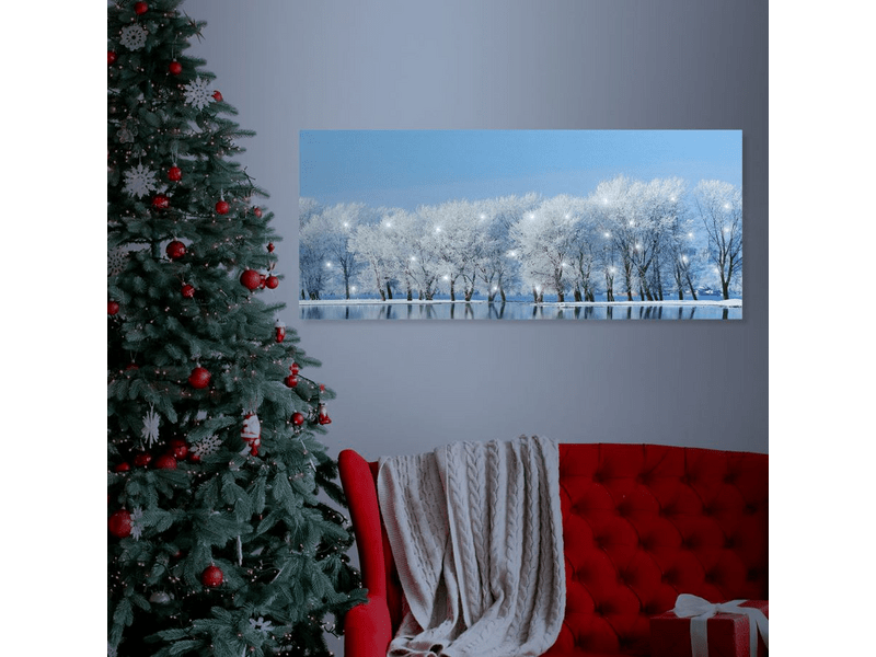 Family 58480A LED-es fali hangulatkép, téli táj, 2 x AA, 70 x 30 cm