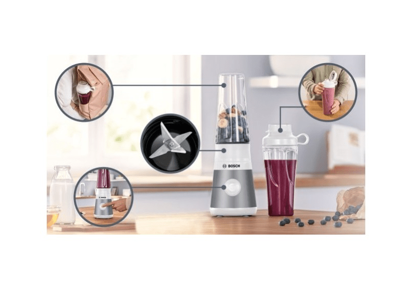Bosch MMB2111T VitaPower turmix kulaccsal 450 W, Ezüst