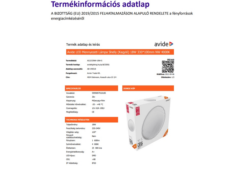Avide ACLO33NW-18W-S
