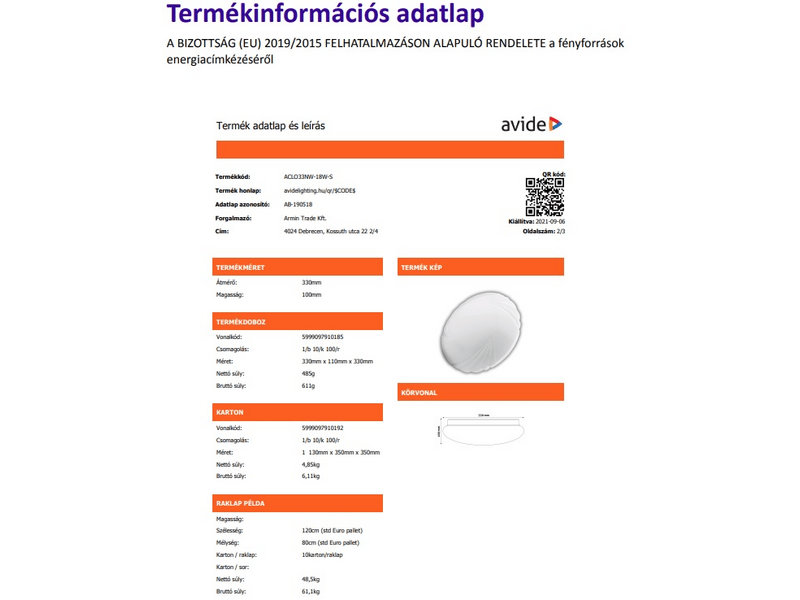 Avide ACLO33NW-18W-S