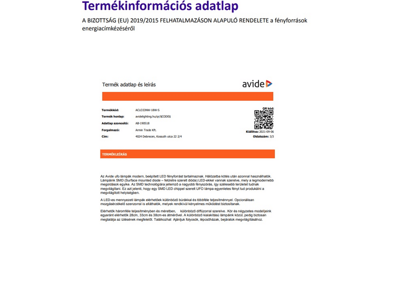 Avide ACLO33NW-18W-S