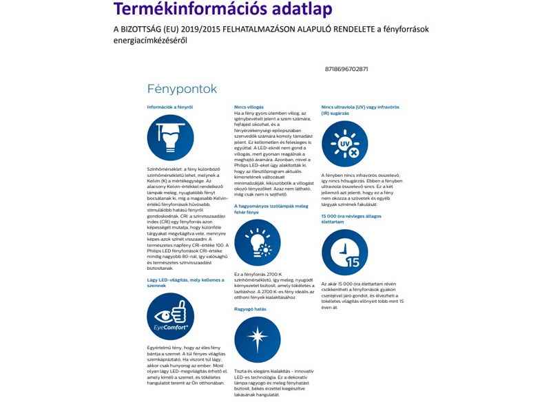 PHILIPS E14 7W 2700KC LED izzó