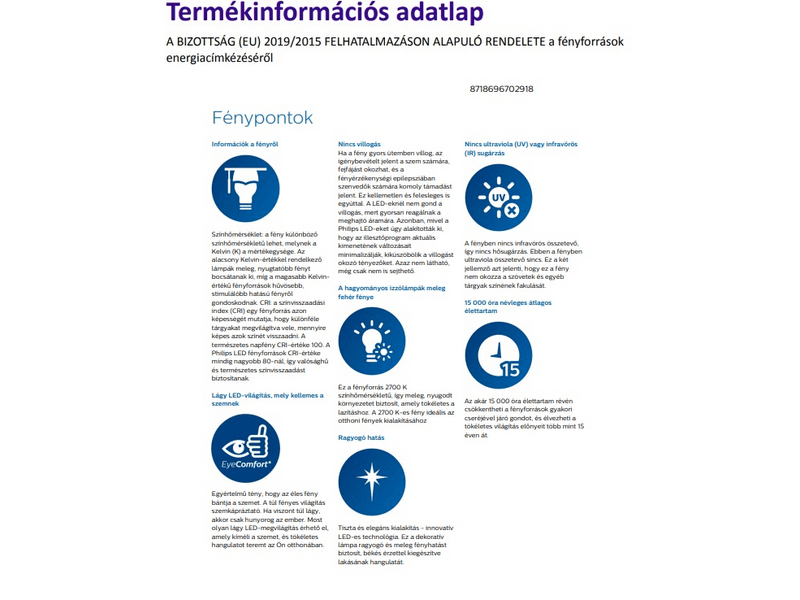 PHILIPS E27 7W 2700KB LED izzó