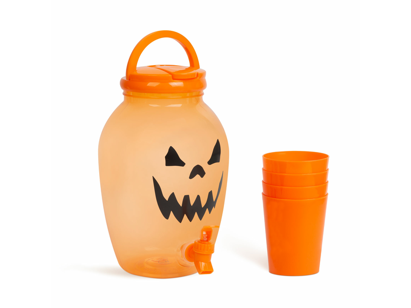 Family 57238A Italadagoló csappal, műanyag pohárszettel - halloweeni tök - 4,4 l