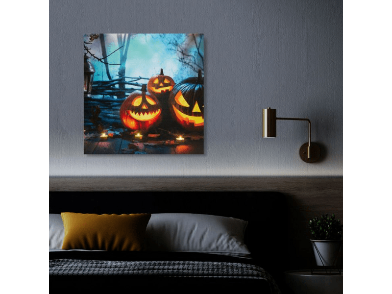 Family 58401 Halloween-i LED-es hangulatkép - fali akasztóval, 2 x AA, 30 x 30 cm