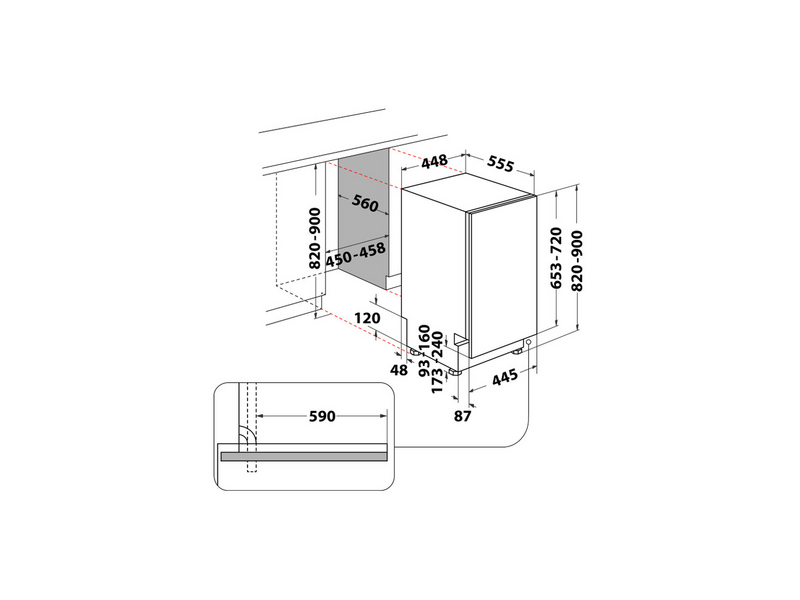 Whirlpool WH6IB10BS7LA0 ugradbena perilica posuđa
